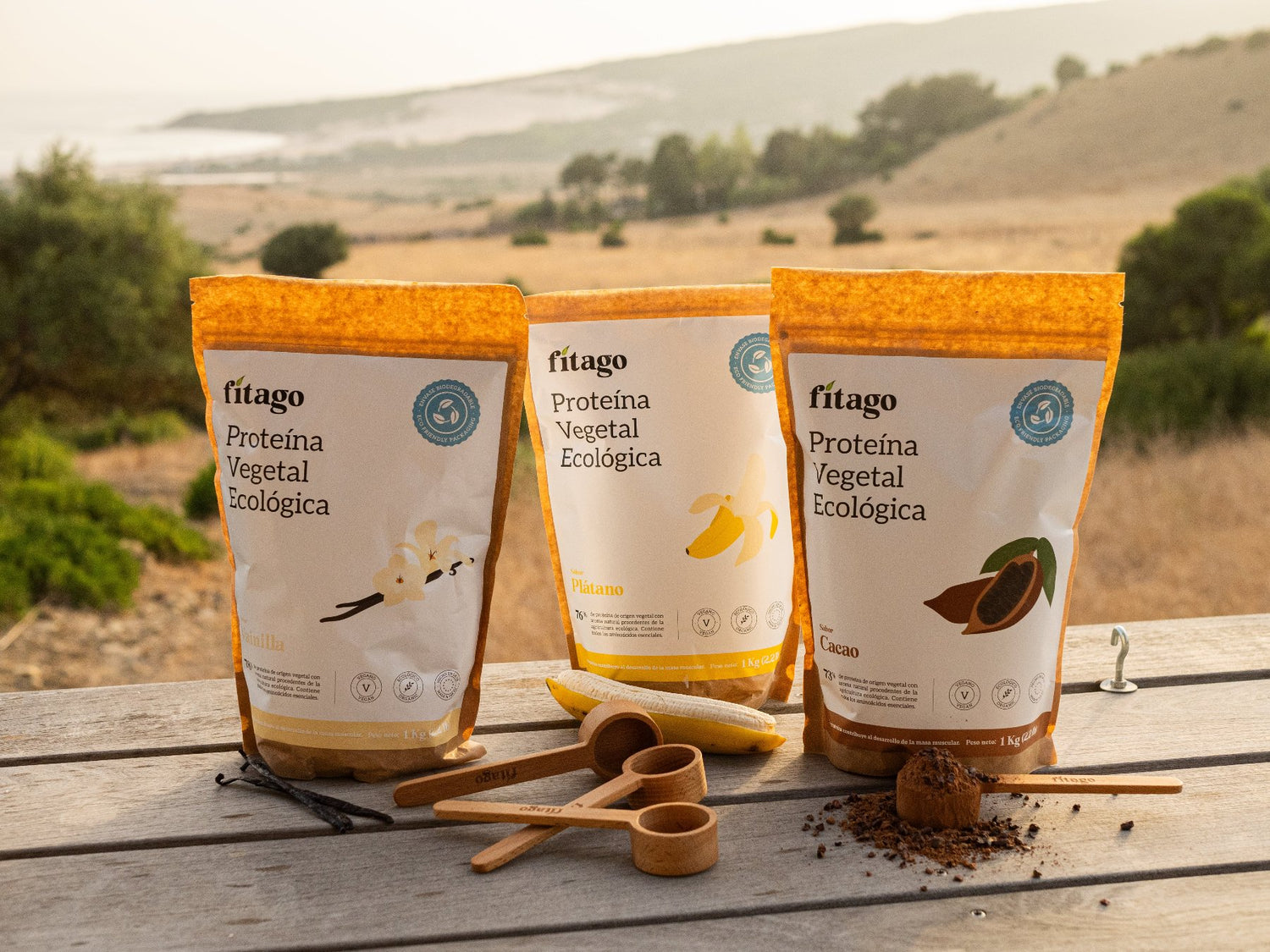 presentación de proteína vegana ecológica en entorno natural