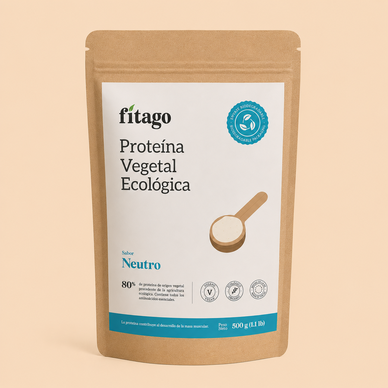 Proteína vegetal biológica 80% - Sabor neutro