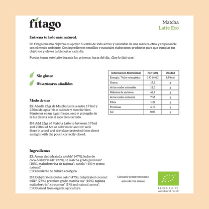 Etiqueta trasera matcha latte