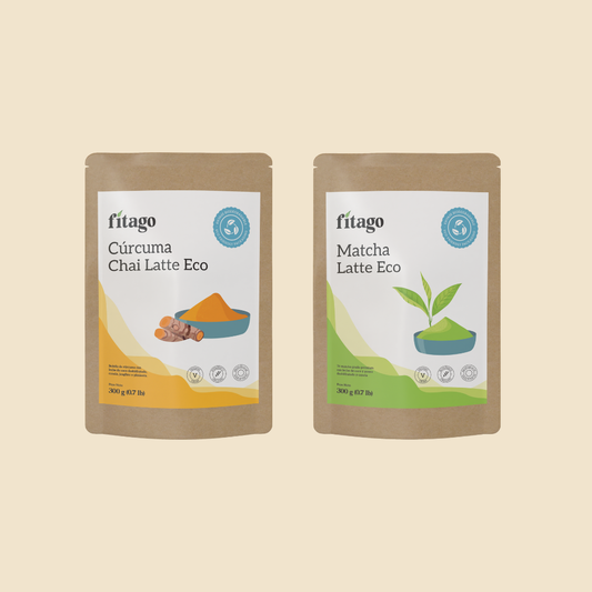 Pack de productos matcha latte y curcuma chai latte (golden milk)