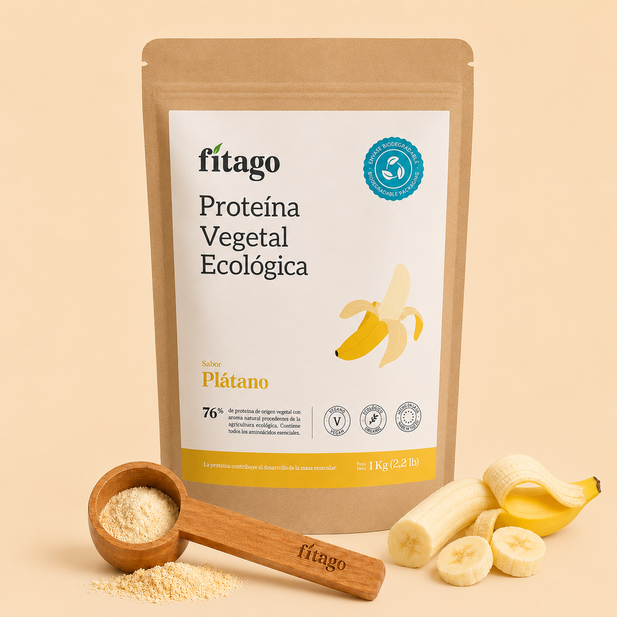 Organic vegan protein 76% - Banana flavour