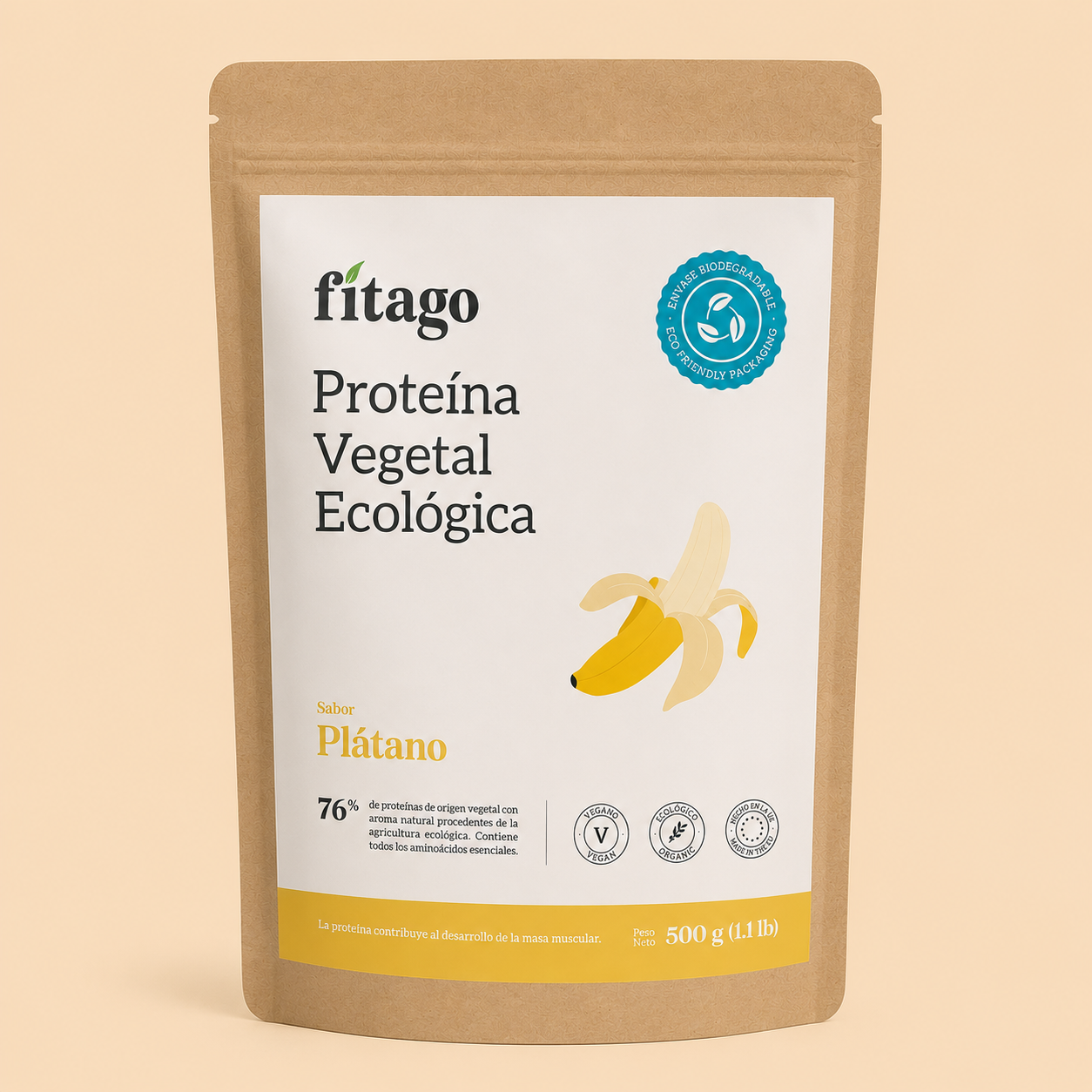 Organic vegan protein 76% - Banana flavour