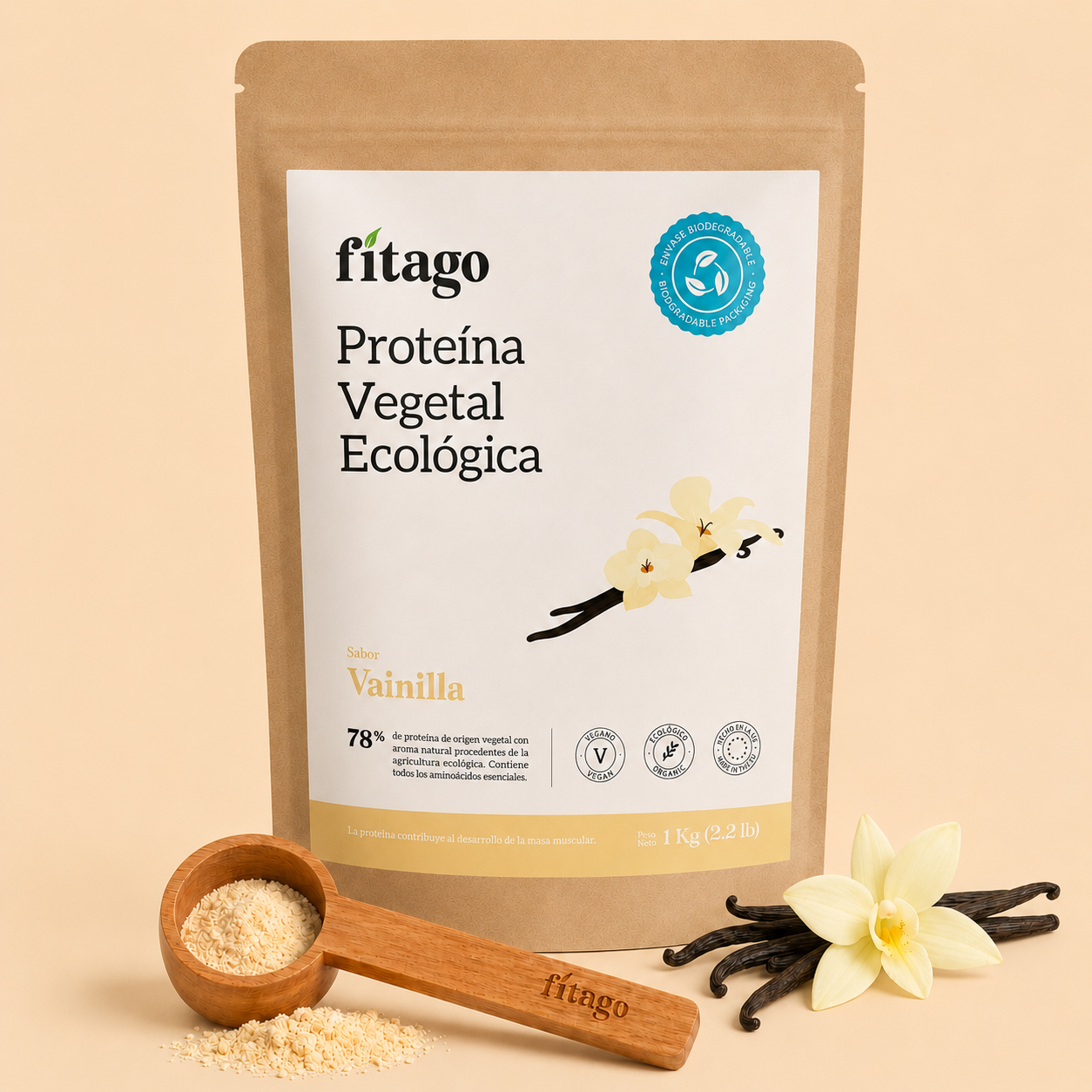 Organic vegan protein 78% - Vanilla flavour