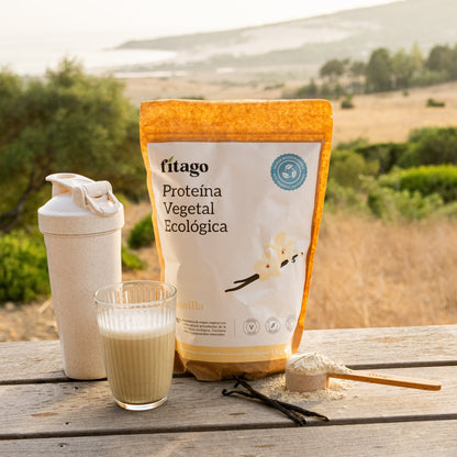 Presentación batido de proteína vegetal sabor vainilla